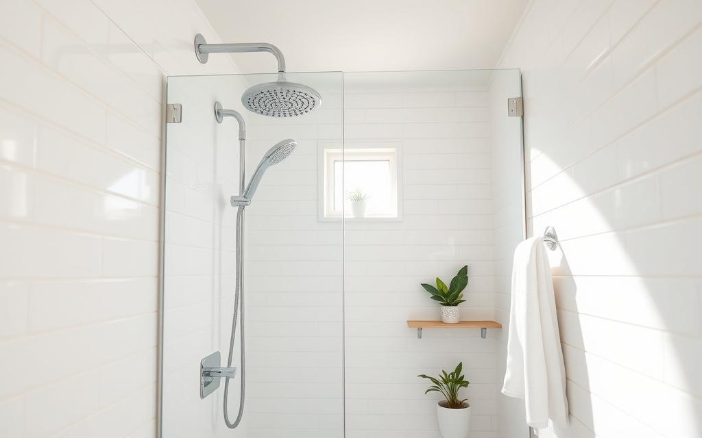 Deep-cleaned bathroom with sparkling tiles